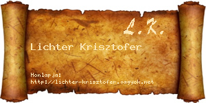 Lichter Krisztofer névjegykártya